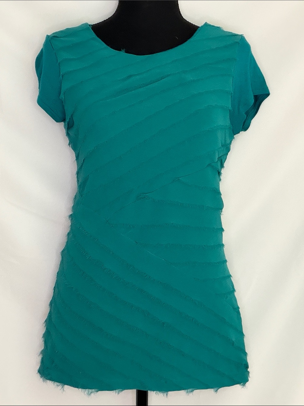 SAKS FIFTH AVENUE TEAL TEXTURED TUNIC TOP